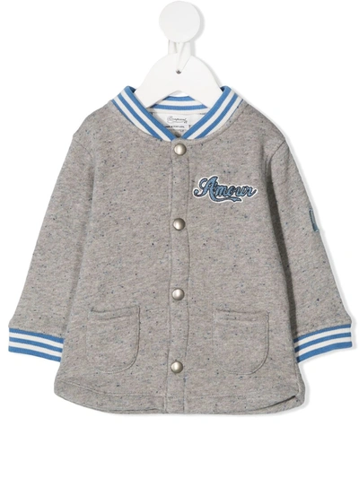 Bonpoint Babies' Logo Patch Button-up Jacket In Grey