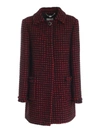 BE BLUMARINE HOUNDSTOOTH COAT IN BLACK AND RED