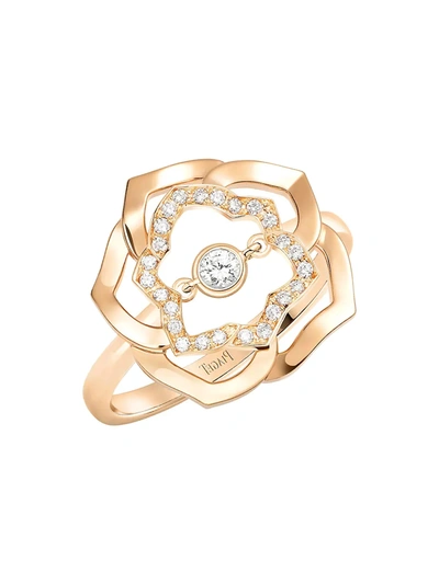 Piaget 18k Pink Gold Diamond Rose Ring In Rose Gold