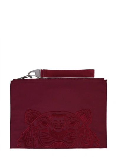 Kenzo Large Pouch With Logo Unisex In Fuchsia
