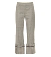 Monse Cropped Checked Wool-blend Straight-leg Pants In Grey
