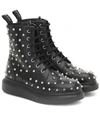 ALEXANDER MCQUEEN HYBRID LEATHER ANKLE BOOTS,P00506695