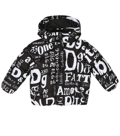 Dolce & Gabbana Kids' Logo Print Padded Ski Jacket In Black
