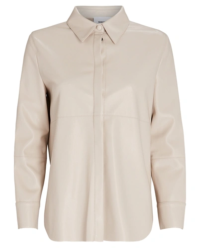 Nanushka Naum Vegan Leather Shirt In Ivory