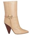 Isabel Marant Lunder Leather Ankle Boots In Beige