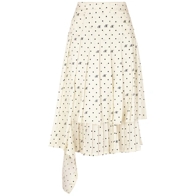 Monse Asymmetric Layered Pleated Polka-dot Satin-twill Midi Skirt In Ivory