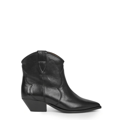 Isabel Marant Dewina Black Slip-on Ankle Boots With Low Block Heel In Leather Woman