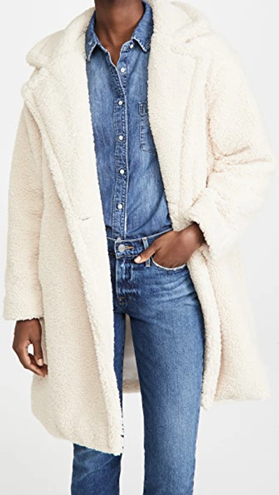 Apparis Daryna Double-breasted Sherpa Coat In White