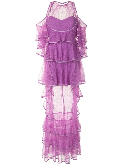 Alice Mccall Endless Rivers Ruffled Gown In Purple