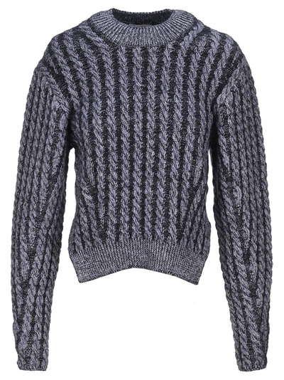 Chloé Chunky Cable-knit Side-slit Wool-blend Sweater In Blue