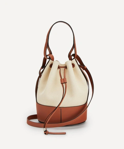Loewe Women's Balloon Leather And Canvas Bucket Bag In Ecru/tan