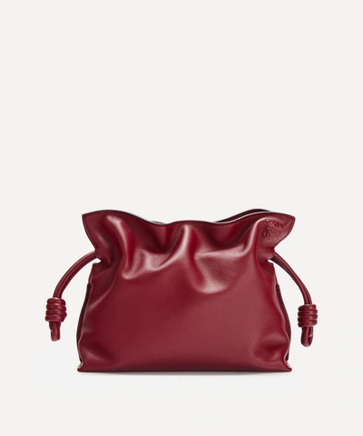 Loewe Women's Mini Flamenco Leather Clutch Bag In Deep Red