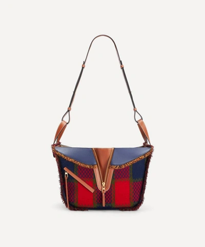 Loewe Small Hammock Leather And Tartan Bag In Red