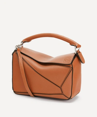 Loewe Mini Puzzle Leather Shoulder Bag In Tan