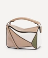 Loewe Mini Puzzle Leather Shoulder Bag In Sand/avocado Green