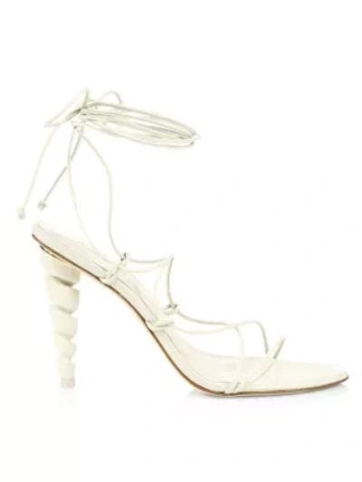 Cult Gaia Women's Lexi Ankle-wrap Leather Sandals In Off White