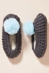 Anthropologie Pom Knit Slippers In Grey