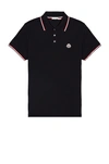 Moncler Cotton Polo Shirt With Logo In Navy