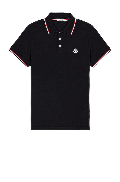 Moncler Short Sleeve Polo In Blue