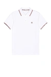 Moncler Men Tricolor-trimmed Cotton Piquet Polo Shirt O.white