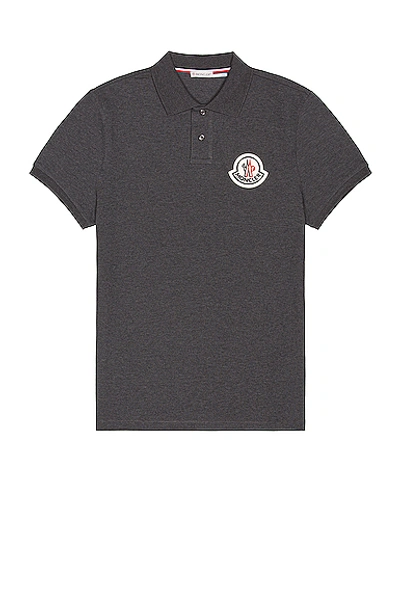Moncler Short Sleeve Polo In Light Charcoal