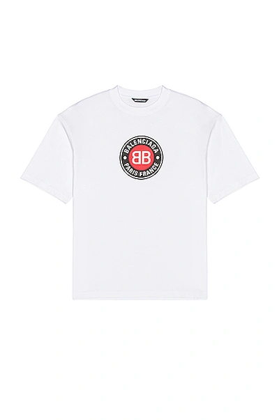 Balenciaga Logo Printed Cotton Jersey T-shirt In White