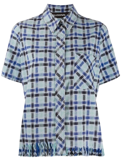 Filles À Papa Crystal Embellished Check Shirt In Blue