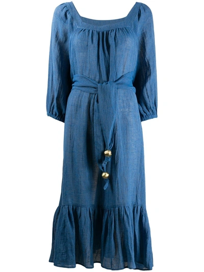 Lisa Marie Fernandez Belted Midi Dress In Blue