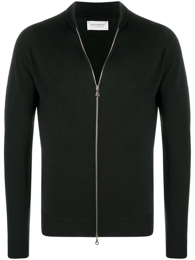 John Smedley Zip-up Knitted Cardigan In Black