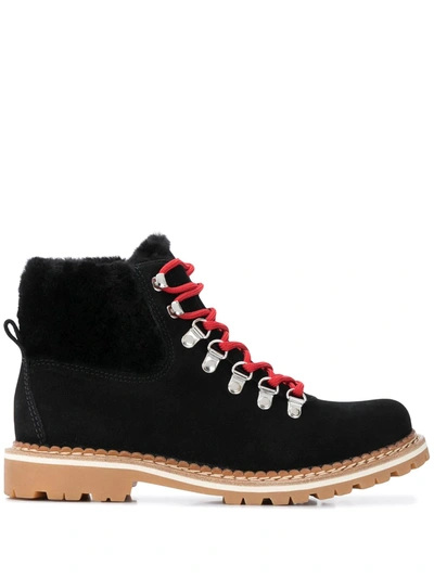 Montelliana 1965 Camelia Shearling Lace-up Boots In Schwarz