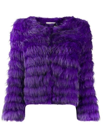 Alice And Olivia Fawn Shaggy Jacket In Purple