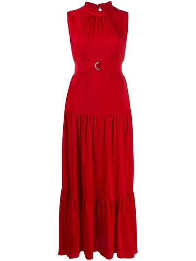 M Missoni Tiered Maxi Silk Dress In Red