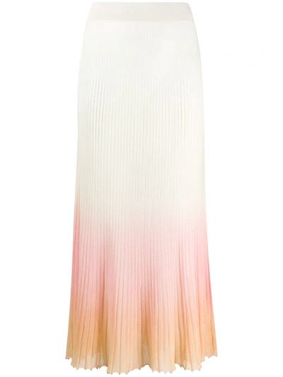 Jacquemus Helado Degradê Pleated Knitted Skirt In Beige