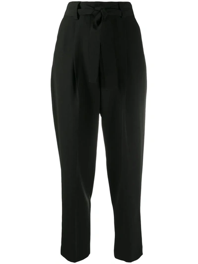 Pt01 Drawstring Waist Tapered Trousers In Black