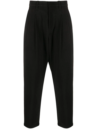 Attachment Drop-crotch Tapered Trousers In Black