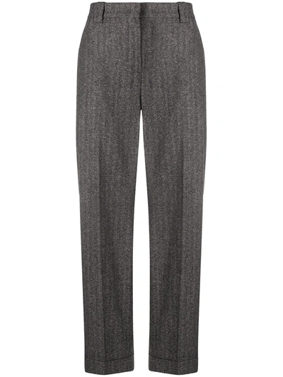 Pt01 Straight-leg Herringbone Trousers In Grey