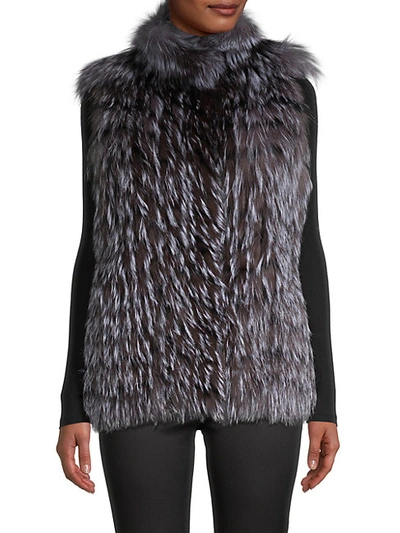 Gorski Fox Fur Wool Back Waistcoat In Silver