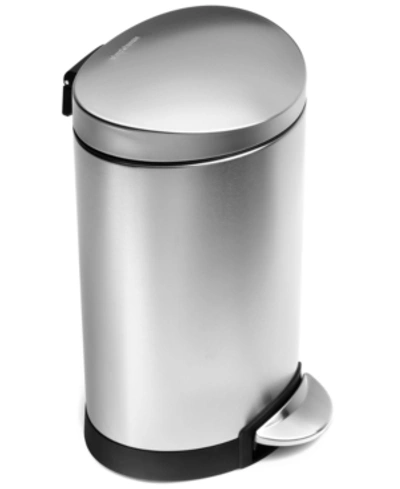 Simplehuman Trash Can, Mini Semi Round Step Can, 6 Liter In Stainless Steel