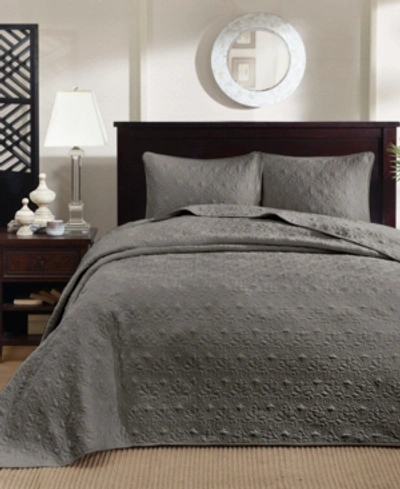 Madison Park Quebec 3-piece Full Quilted Bedspread Set In Dark Gray
