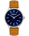 TIMBERLAND MEN'S LIGHT BROWN LEATHER STRAP WATCH 45MM