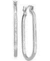 Essentials And Now This Crystal In & Out Oblong Hoop Earrings In Silver-plate In Silver