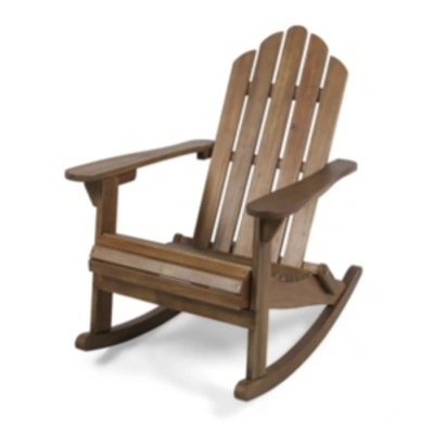 Noble House Hollywood Outdoor Rocking Chair In Dark Brown