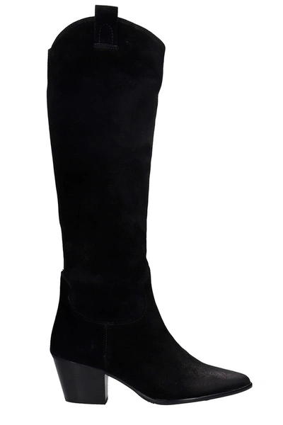 Pedro Miralles Cortina Texan Boots In Black Suede