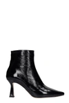 LOLA CRUZ HIGH HEELS ANKLE BOOTS IN BLACK LEATHER,11564113