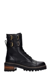 See By Chloé Mallory Combat Boots In Black Leather In Black