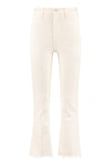 Mother The Hustler Ankle Fray Jeans In White
