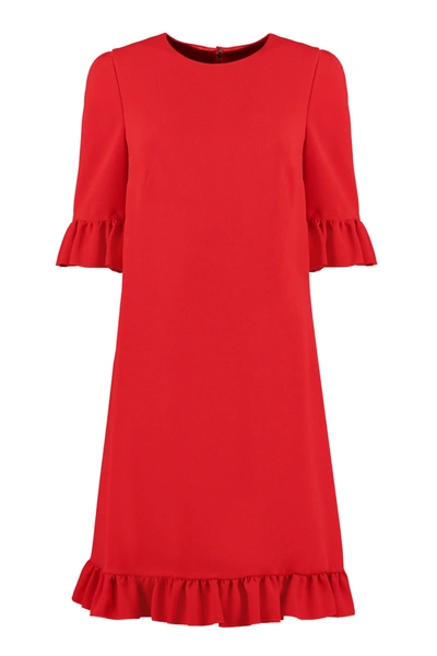 Dolce & Gabbana Dress In Cady Fabric With Ruffles In Red