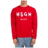 Msgm Logo Print Crew Neck Sweatshirt In Rosso