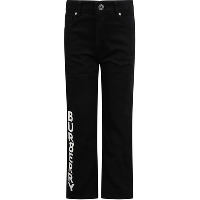Burberry Black Jeans For Kids With Logo