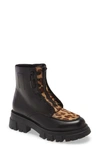 Ash Lynch Zip Combat Boot In Black/ Tan Leather